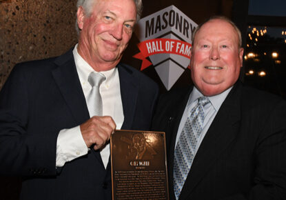 A person received an award at the Masonry hall of fame